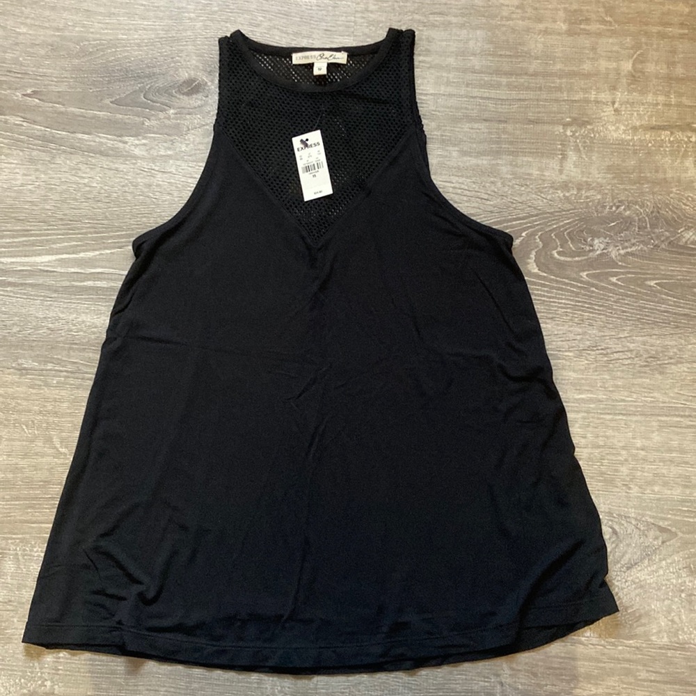 EXPRESS ONE ELEVEN XS BNWT TANK TOP WITH MESH DETAIL- black